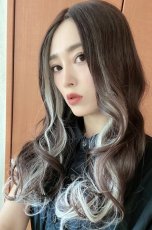 画像7: 【SALE】Ｉ型 レース ☆フェイスフレーミングウェーブロング【チョコブラウン×インナーカラーシルバー】 (7)