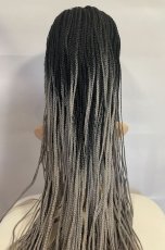画像7: Frontlace☆ブレイズ編みセンター分けストレートウィッグ【根元黒染め×グレイ】 (7)