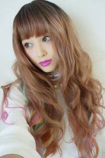 画像4: 【SALE】モテふわウェーブロング【ライトブラウンベースレインボーカラー】　 (4)