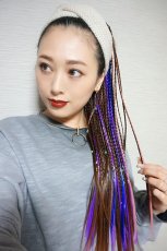 画像12: リボン紐付きカラフルブレイズ編みポニーテールウィッグ【全5色】 (12)