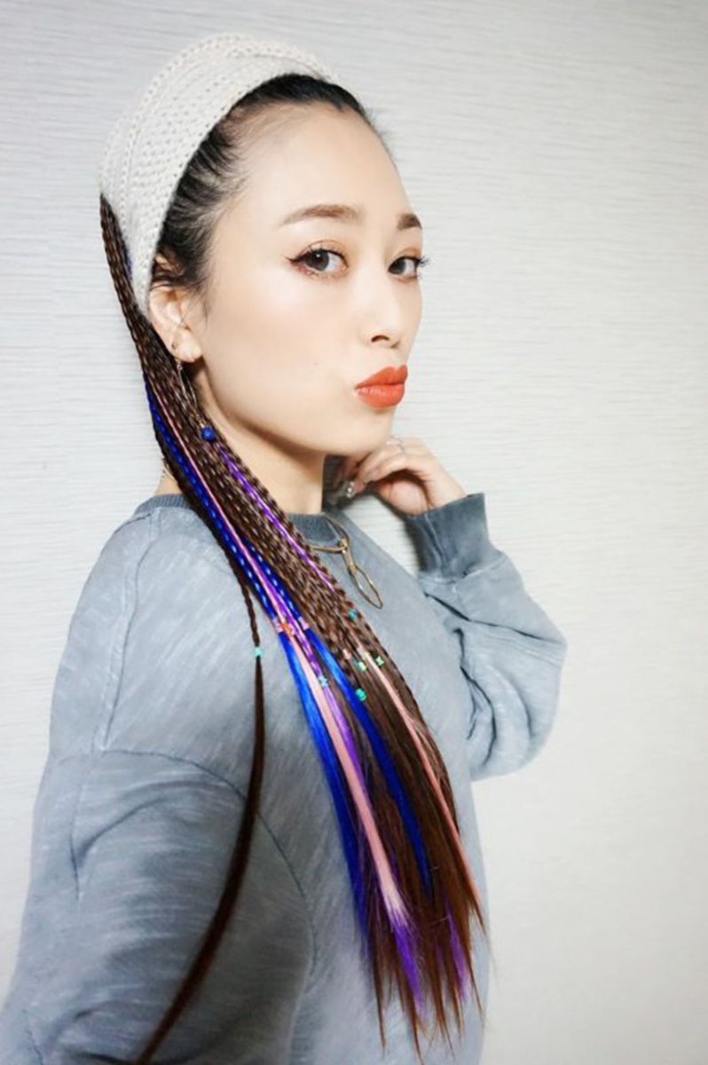 画像4: リボン紐付きカラフルブレイズ編みポニーテールウィッグ【全5色】 (4)