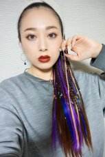 画像2: リボン紐付きカラフルブレイズ編みポニーテールウィッグ【全5色】 (2)