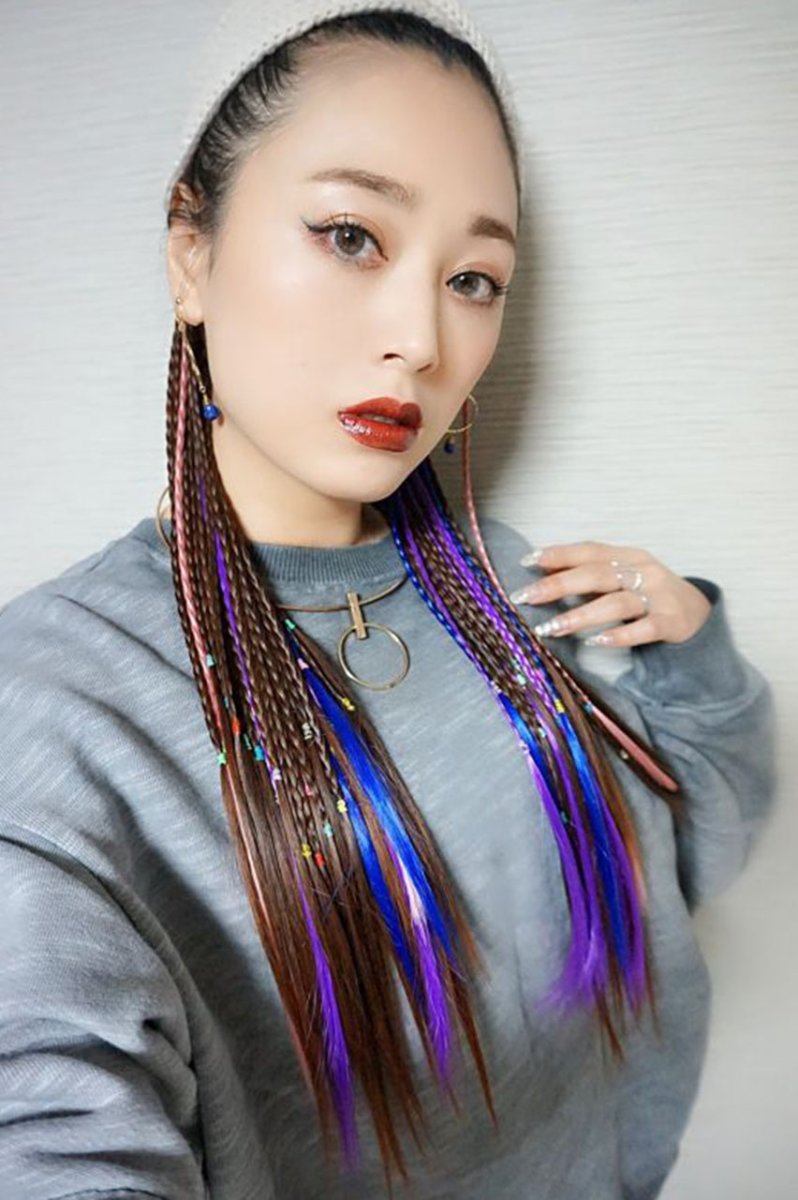 画像3: リボン紐付きカラフルブレイズ編みポニーテールウィッグ【全5色】 (3)