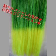 画像5:  《税抜き6900円お買い上げのお客様プレゼント》襟足ウィッグ☆グラデーションロングストレート【ネオンイエロー×グリーン混合毛先ネオンイエロー】 (5)