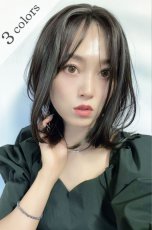 画像1: front lace wig☆エアリーバングCカールロブ【アッシュブラック】 (1)