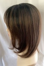 画像19: front lace wig☆エアリーバングCカールロブ【根元黒染め×マロンブラウン】 (19)
