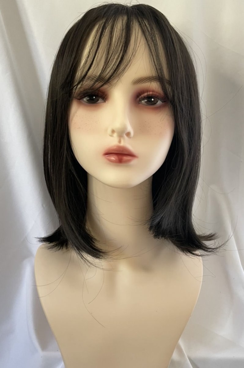 画像2: front lace wig☆エアリーバングCカールロブ【アッシュブラック】 (2)