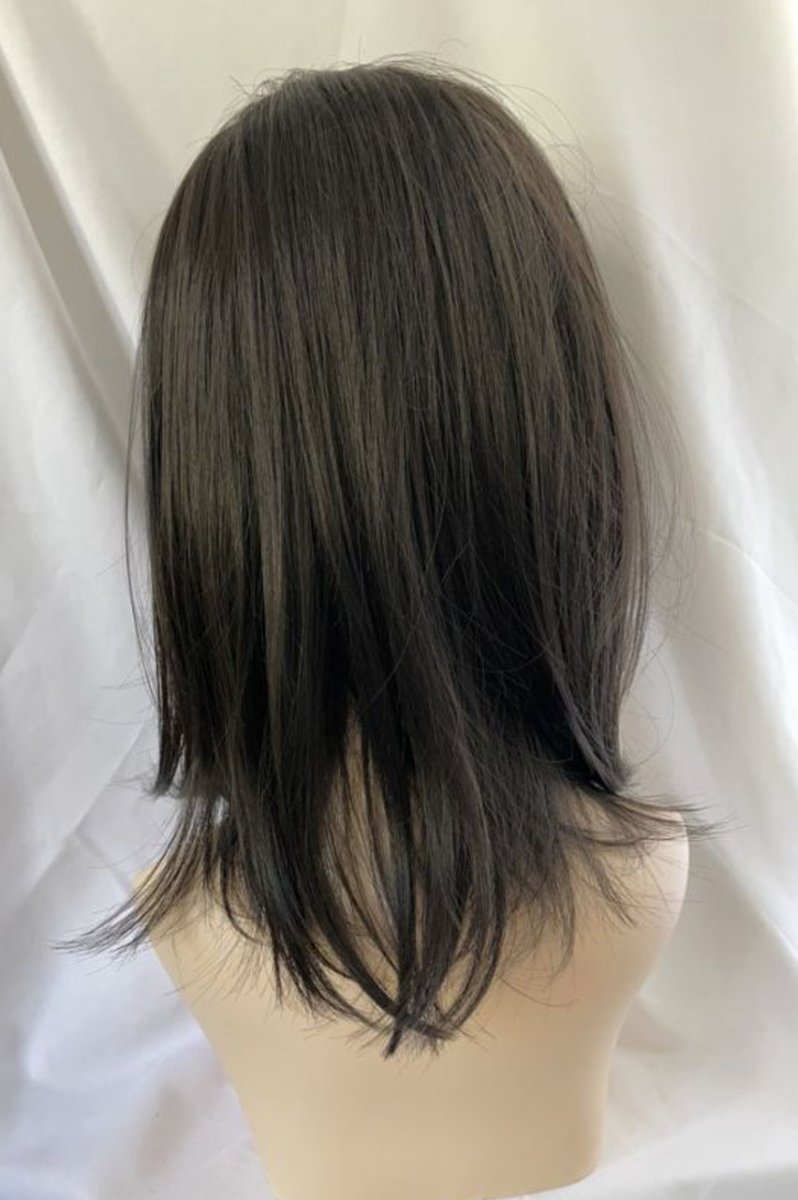 画像4: front lace wig☆エアリーバングCカールロブ【アッシュブラック】 (4)