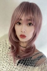 画像9: 【SALE】シースルーバング☆小顔レイヤーミディ【根元黒mix×シュガーピンク】　 (9)