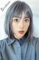 画像1: 【SALE】ぱっつん前髪☆シンプルベーシックボブ【根本黒mix×アメジストパープルグレー】 (1)