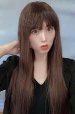 画像3: 【SALE】 幅広つむじ☆ぱっつん前髪ブラントカットストレートロング【マロンブラウン】　　 (3)