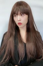 画像4: 【SALE】 幅広つむじ☆ぱっつん前髪ブラントカットストレートロング【マロンブラウン】　　 (4)