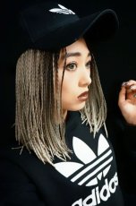 画像13: I　型つむじ☆センター分け☆ブレイズ編みミディ【根元黒染め×プラチナゴールド】 (13)