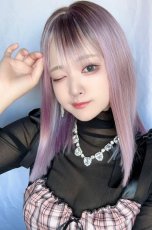 画像9: 切りっぱなしストレートセミロング【根元黒染め×スモーキーラベンダー×クリームソーダmix】 (9)