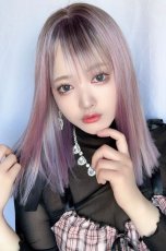 画像3: 切りっぱなしストレートセミロング【根元黒染め×スモーキーラベンダー×クリームソーダmix】 (3)
