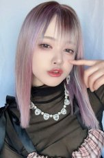 画像7: 切りっぱなしストレートセミロング【根元黒染め×スモーキーラベンダー×クリームソーダmix】 (7)