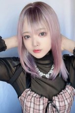 画像8: 切りっぱなしストレートセミロング【根元黒染め×スモーキーラベンダー×クリームソーダmix】 (8)