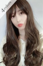 画像1: I型つむじ☆斜め分けランダムゆる巻きウェーブロング【ビターチョコブラウン】　 (1)