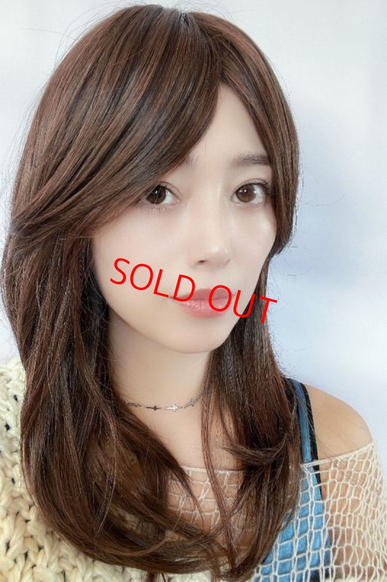 画像4: 幅広つむじ☆斜め分けフェミニンマッシュレイヤーミディ【ロイヤルブラウン】　 (4)