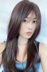 画像7: 《Sサイズ展開あり》極薄ふかし加工✩シースルーバング☆小顔レイヤーエアリーロング【ダークチェリー】 (7)