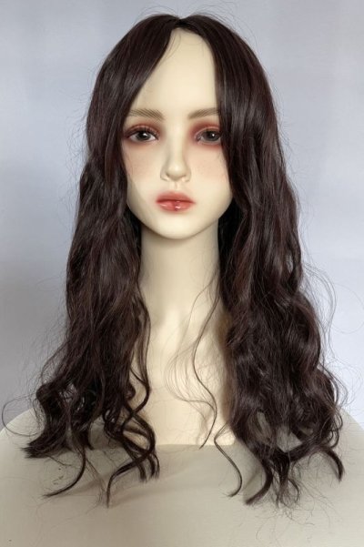 画像1: 【SALE】I型つむじ☆ロングバングナチュエアウェーブロング【ダークチェリー】