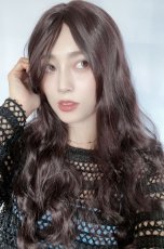 画像4: 【SALE】I型つむじ☆ロングバングナチュエアウェーブロング【ダークチェリー】 (4)