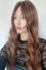 画像5: 【SALE】I型つむじ☆ロングバングナチュエアウェーブロング【根本黒mix×マロンブラウン】 (5)
