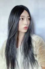 画像7: 【SALE】ストレス軽減！注目の新構造ウィッグ！センター分けソフトストレートロング【根元黒染め×アメジストパープルグレー】  (7)