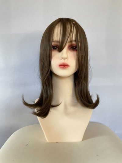 画像1: 【SALE】Ｉ型レース✰ダブルバングS字カールミディ【フォギーグレージュ】