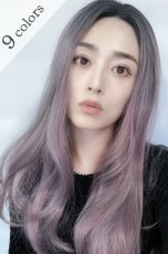 画像1: 【SALE】front lace wig☆ジェンダーレスウェーブロング【根元黒染め×ラベンダー×ピンクmix】 (1)