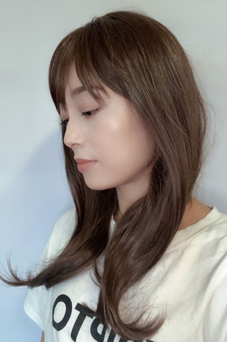 画像2: 幅広I型つむじ☆angelicワンカールセミロング【ショコラブラウン】 (2)