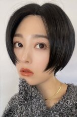 画像15: front ＆つむじlace wigセンターパートミニマムショート【ナチュラルブラック】 (15)