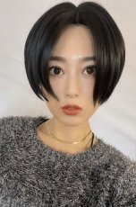 画像18: front ＆つむじlace wigセンターパートミニマムショート【ナチュラルブラック】 (18)