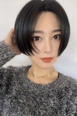 画像20: front ＆つむじlace wigセンターパートミニマムショート【ナチュラルブラック】 (20)