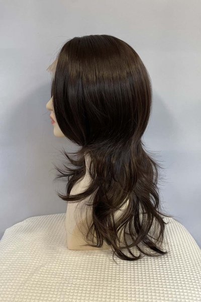 画像2: front ＆つむじlace wigセンター分けハイレイヤーデザインカットセミロング【ロゼブラウン】