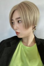 画像35: front ＆つむじlace wigセンターパートミニマムショート【ナチュラルブラック】 (35)