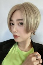 画像31: front ＆つむじlace wigセンターパートミニマムショート【ナチュラルブラック】 (31)