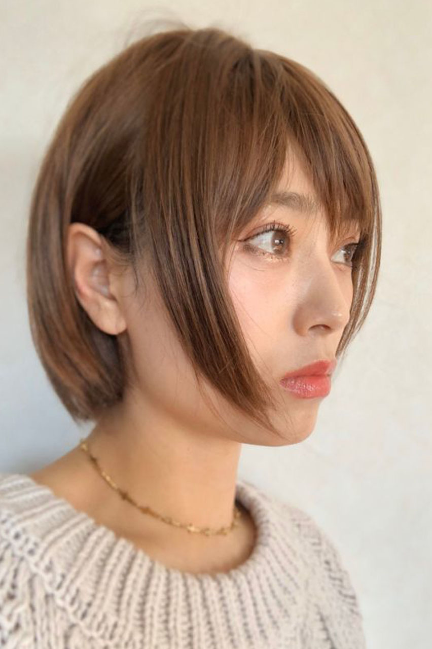 幅広つむじ パーフェクト万能シルエットショートボブ マロンブラウン Sugar Cranz