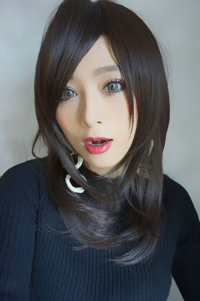 幅広 型つむじ 斜め分けフェミニンマッシュレイヤーミディ 002r Sugar Cranz