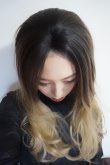 画像6: front lace wig☆ジェンダーレスウェーブロング【根元黒染め×アッシュゴールドグラデ】 (6)